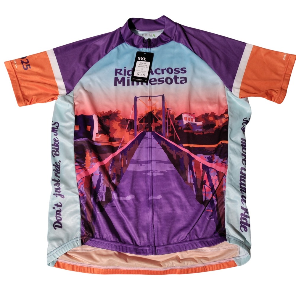 Primal Bike MS Ride Across Minnesota 2025 Cycling Jersey Large Unisex Sport Cut